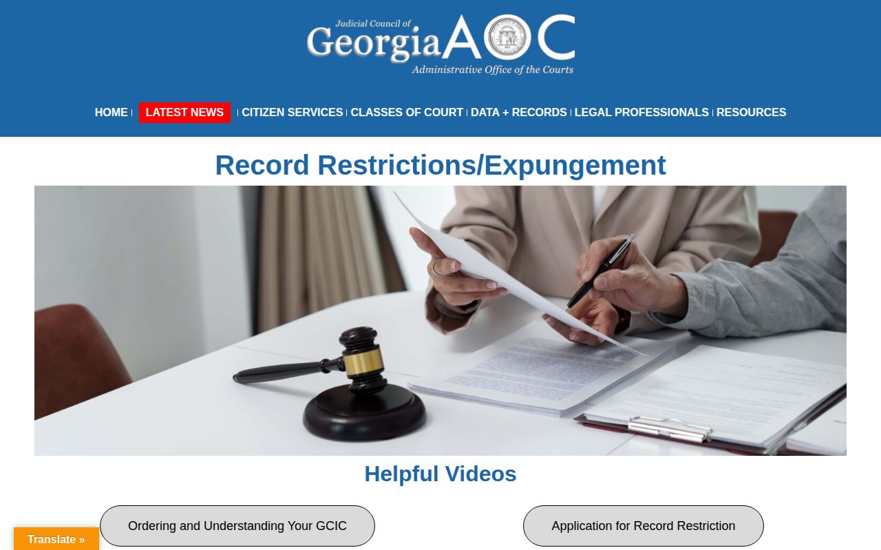 Georgia record restriction instructions for Hancock County arrest records